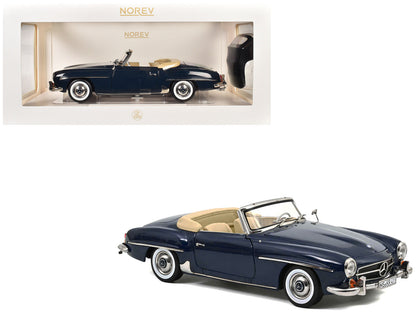 1957 Mercedes-Benz 190 SL Convertible Middle Blue with Black Top 1/18 Diecast Model Car by Norev  free shipping USA