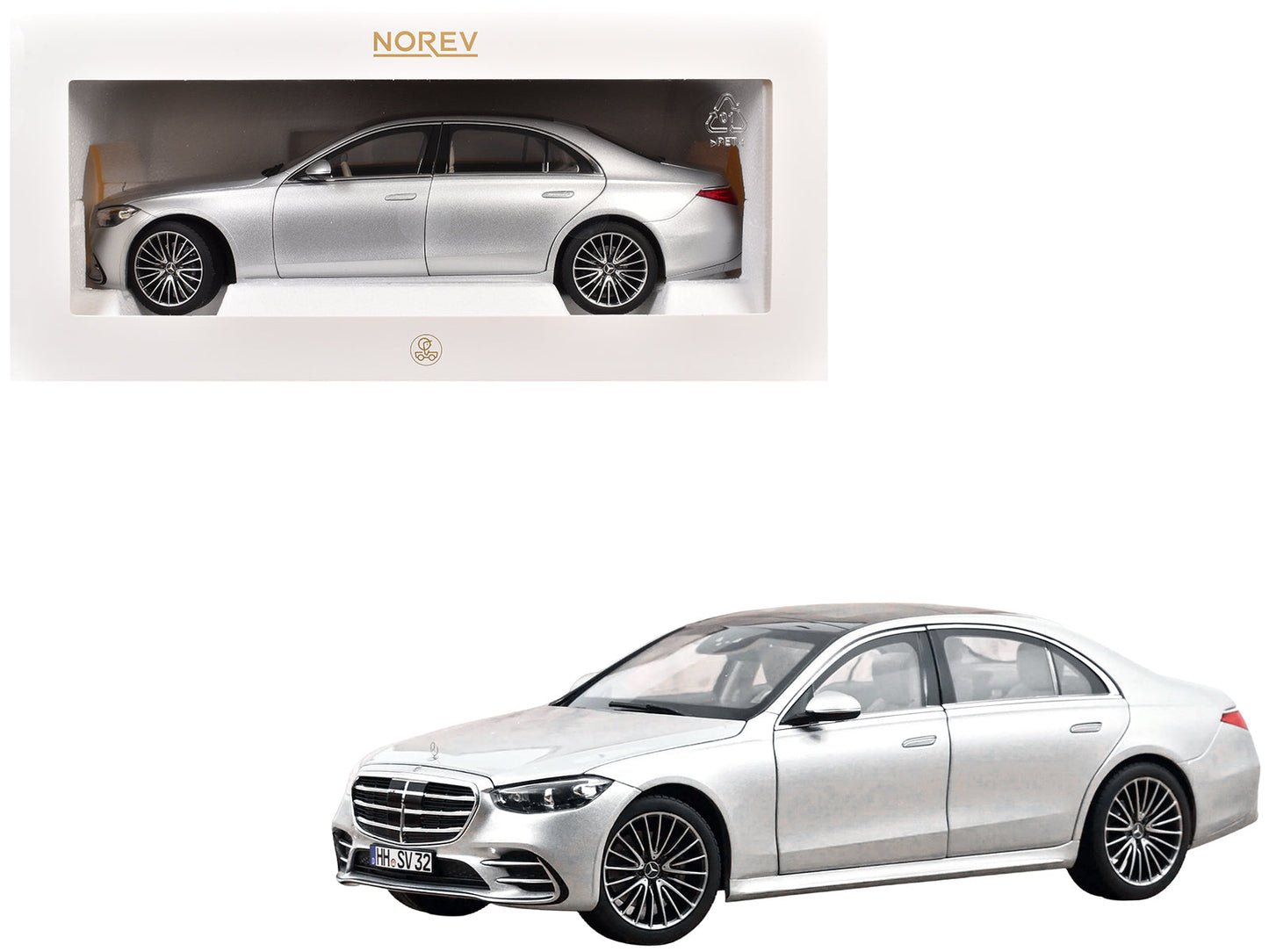 2021 Mercedes-Benz S-Class AMG Line Silver Metallic with Sunroof 1/18 Diecast Model Car by Norev  free shipping USA