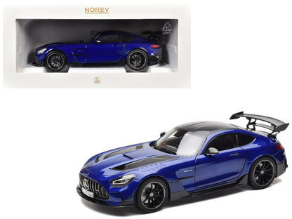2021 Mercedes-Benz AMG GT Black Series Blue Metallic with Carbon Top and Hood Stripes 1/18 Diecast Model Car by Norev  free shipping USA