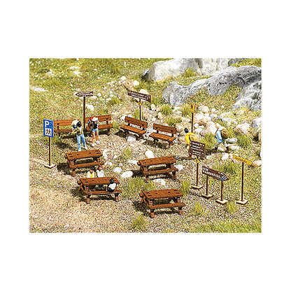 Busch 1484 HO Scale Wooden Outdoor Furniture Set - Kit