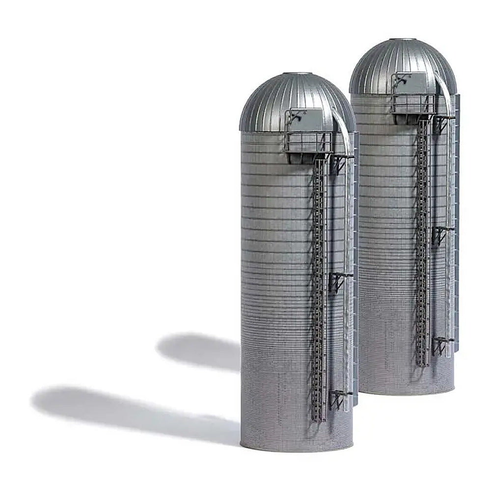 Busch 1913 HO Scale Tall Concrete Farm Silos -- Kit