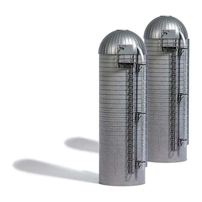 Busch 1913 HO Scale Tall Concrete Farm Silos -- Kit