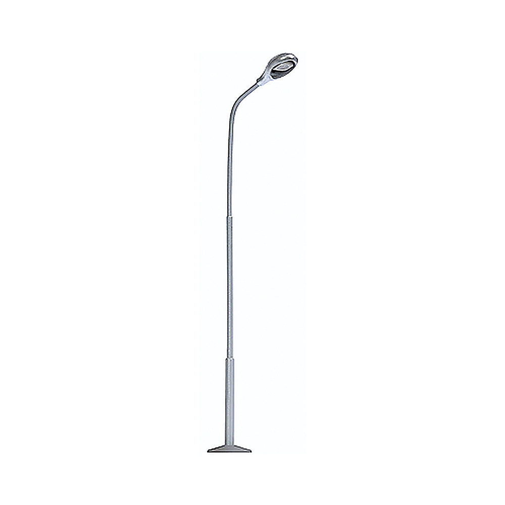 Busch 4155 HO Scale Metal-Mast Street Light w/White LED -- Silver - 3-1/2"