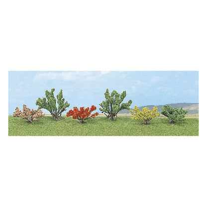 Busch 6055 Bushes, Green and Flowering Assorted, pkg(6)