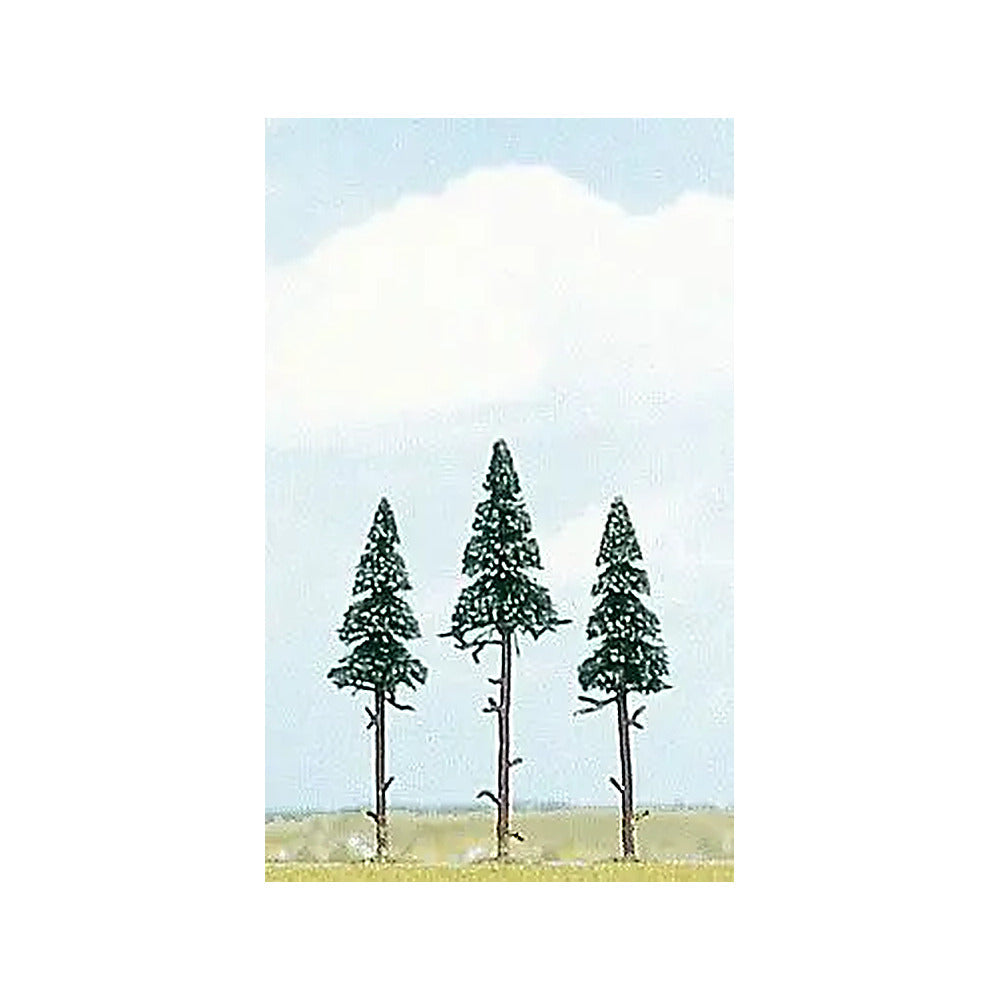 Busch 6114 A Scale Spruce Trees -- 3-15/16 x 4-1/2" 10 - 11.5cm pkg(3)