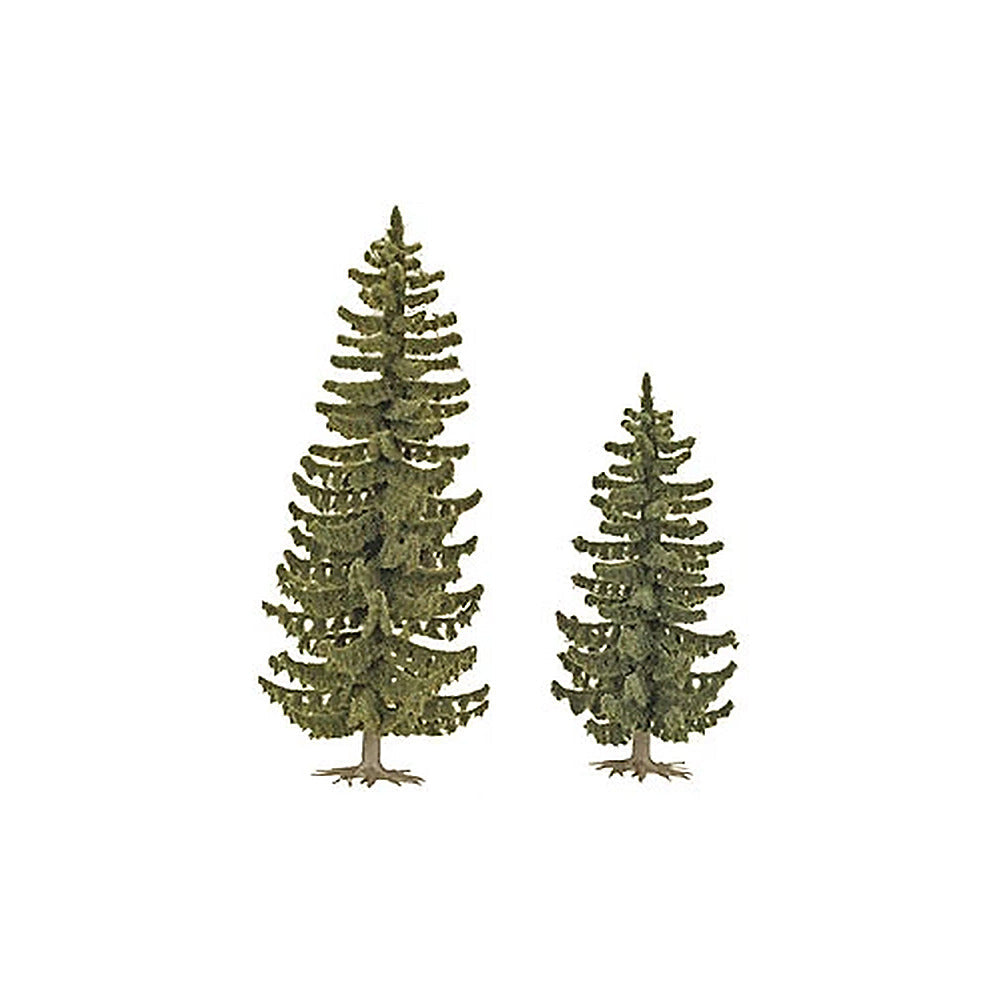 Busch 6133 HO Scale Spruce Trees pkg(2) -- 3-5/8 x 4-13/16" 90 & 120mm Tall