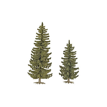 Busch 6133 HO Scale Spruce Trees pkg(2) -- 3-5/8 x 4-13/16" 90 & 120mm Tall