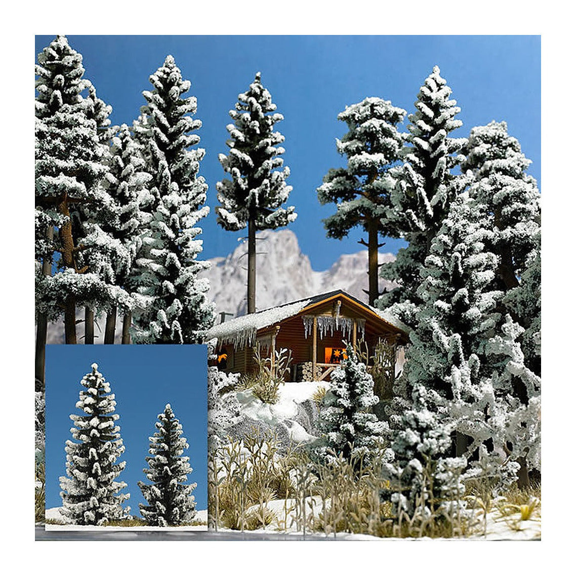 Busch 6152 HO Scale Snow Covered Spruce pkg(2) -- 90mm, 120mm