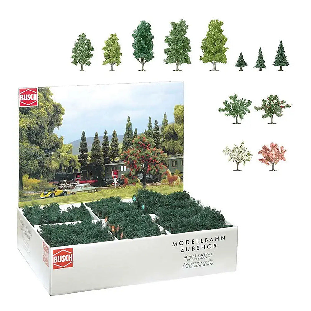 Busch 6333 A Scale Mixed Tree Bulk Pack Mixed, Pine, Deciduous & Blooming (204)