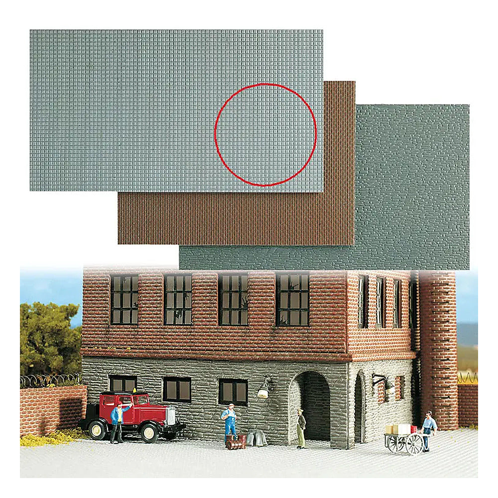 Busch 7401 A Scale Self-Adhesive Textured Wall/Pavement Sheet -- Gray Sidewalk