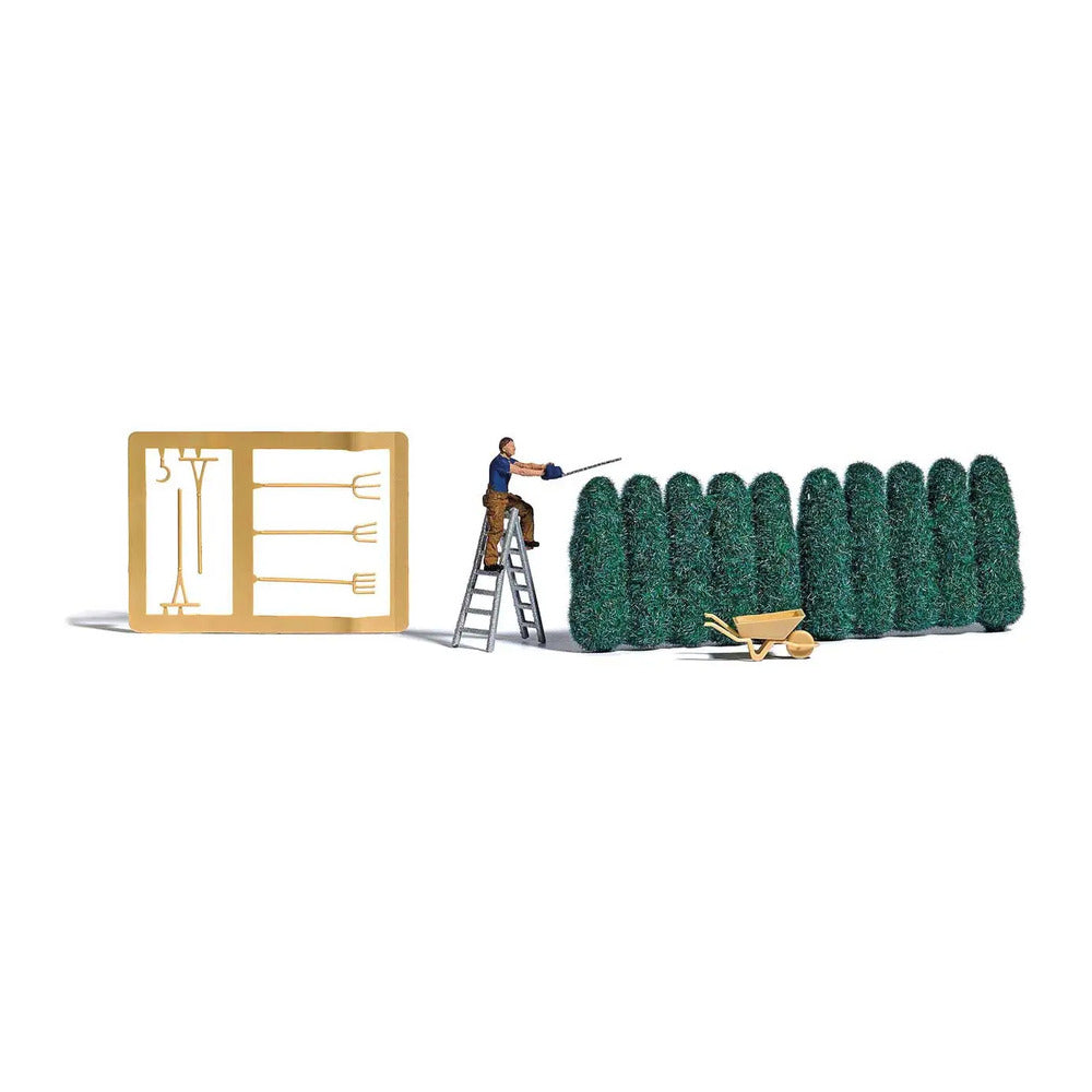Busch 7838 HO Scale Hedge Trimming Miniature Scene -- Trees, Figure