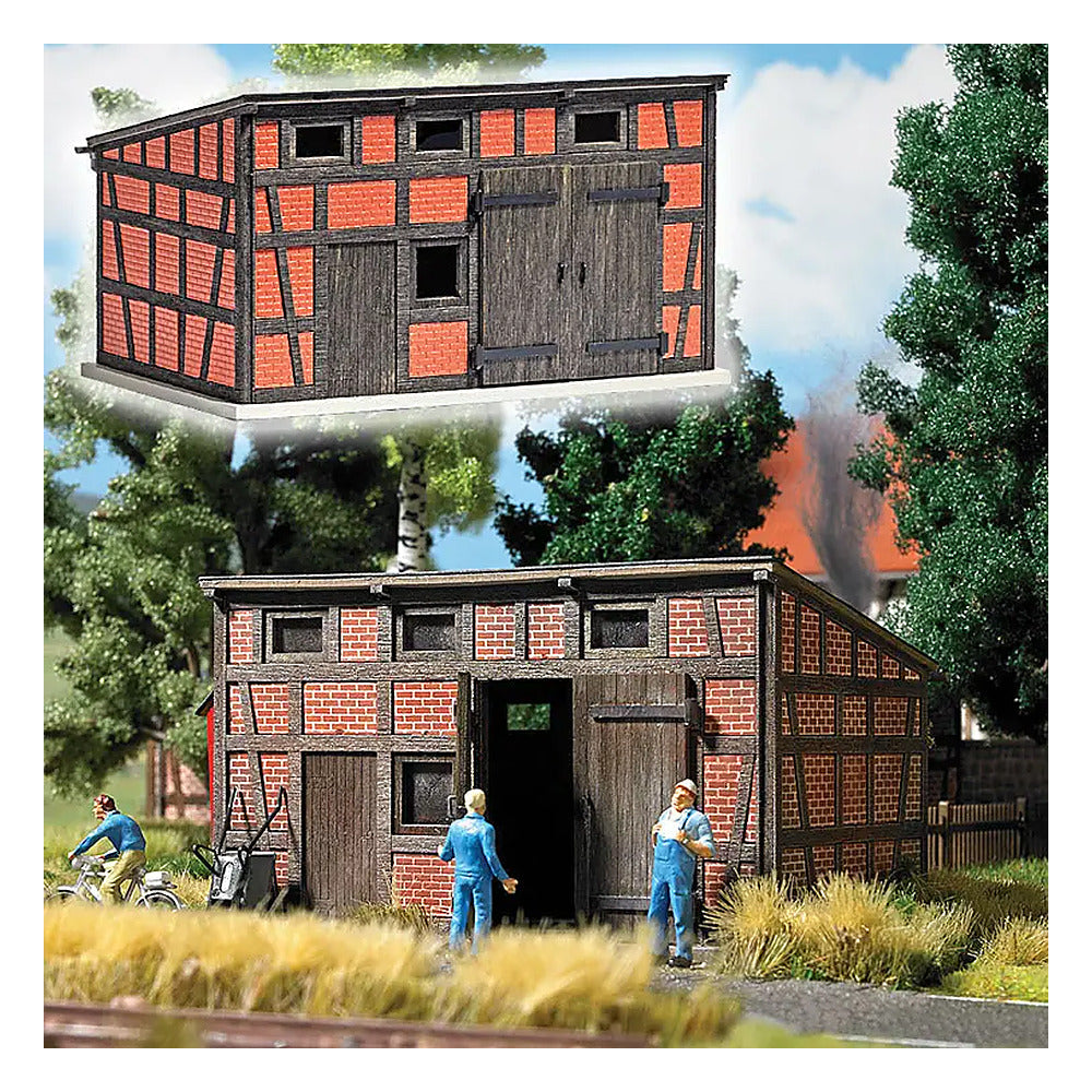 Busch 8209 N Scale Half-Timbered Backyard Shed -- Laser-Cut Wood Kit