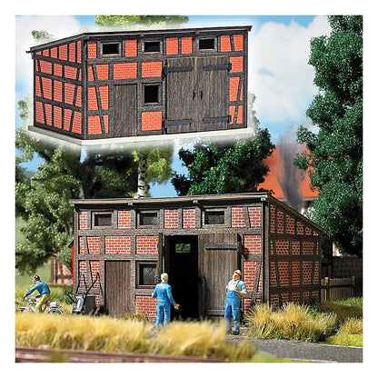 Busch 8209 N Scale Half-Timbered Backyard Shed -- Laser-Cut Wood Kit