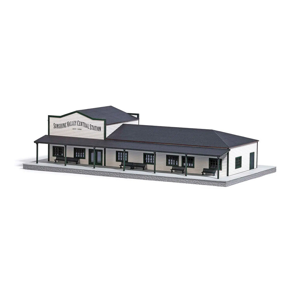 Busch 9721 HO Scale North American-Style Wood Train Station - Laser-Cut Wood Kit