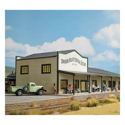 Busch 9721 HO Scale North American-Style Wood Train Station - Laser-Cut Wood Kit
