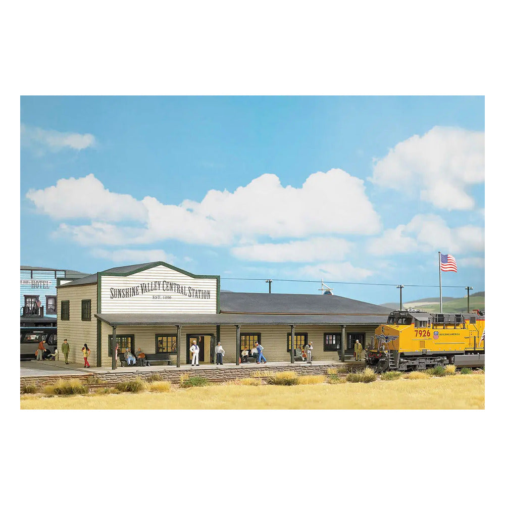 Busch 9721 HO Scale North American-Style Wood Train Station - Laser-Cut Wood Kit