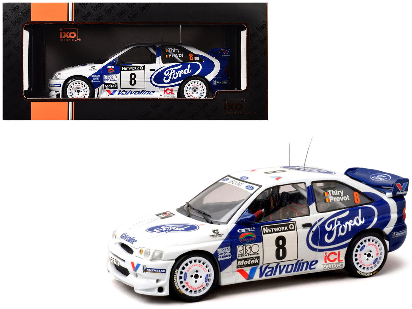 Ford Escort WRC #8 Bruno Thiry - Stephane Prevot 3rd Place "RAC Rally" (1998) 1/18 Diecast Model Car by IXO Models  free shipping USA