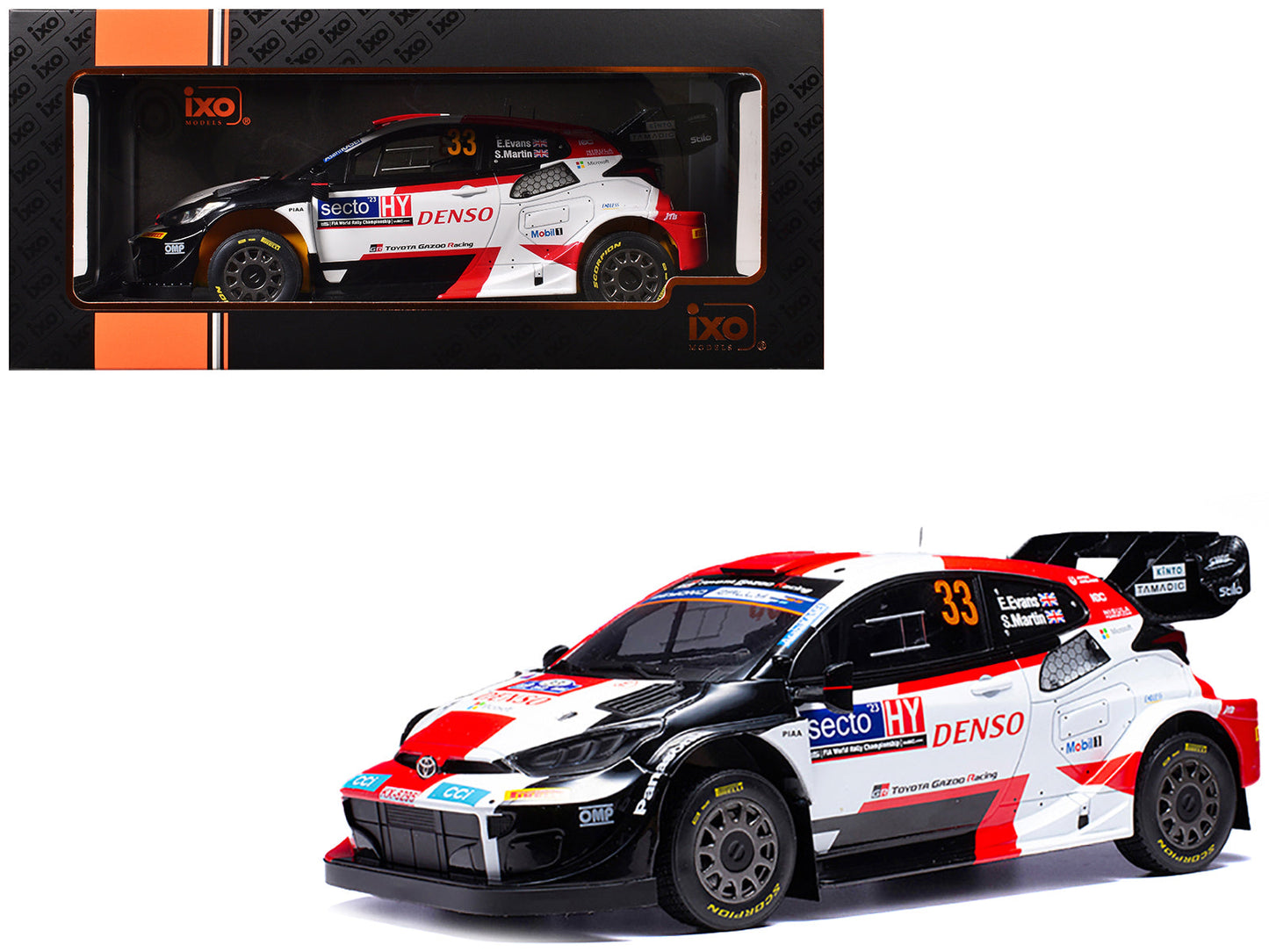 Toyota GR Yaris Rally1 Hybrid #33 Elfyn Evans - Scott Martin Winner "Rally Finland" (2023) 1/18 Diecast Model Car by IXO Models  free shipping USA