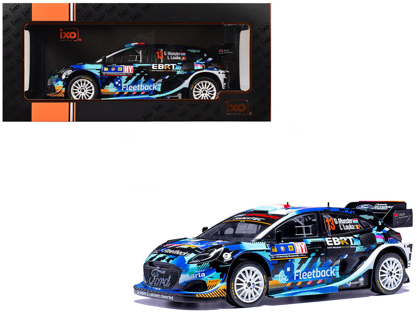 Ford Puma Rally1 #13 Gregoire Munster - Louis Louka "Central European Rally" (2023) 1/18 Diecast Model Car by IXO Models  free shipping USA