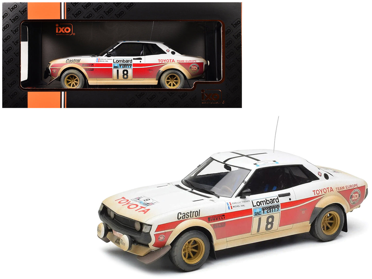 Toyota Celica 2000 GT (RA21) #18 Jean-Luc Therier - Michel Vial (Dirty Version) "RAC Rally" (1977) 1/18 Diecast Model Car by IXO Models  free shipping USA