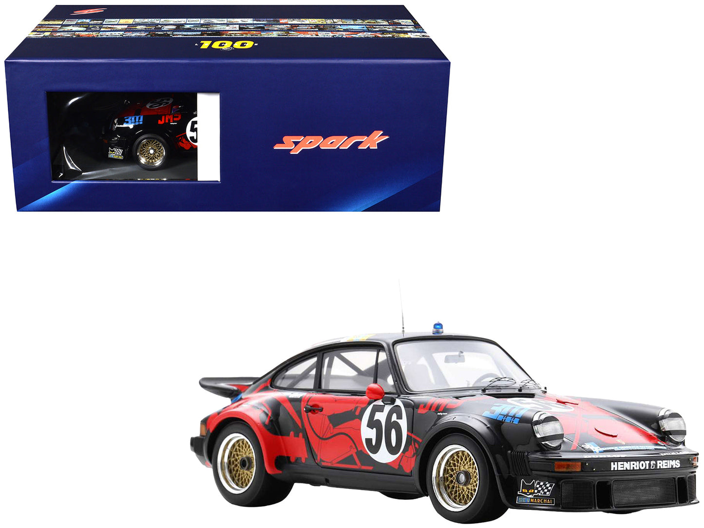 Porsche 934 #56 Jean-Louis Bousquet - Cyril Grandet - Philippe Dagoreau "JMS Racing-ASA Cachia" "24 Hours of Le Mans" (1977) with Acrylic Display Case 1/18 Model Car by Spark  free shipping USA