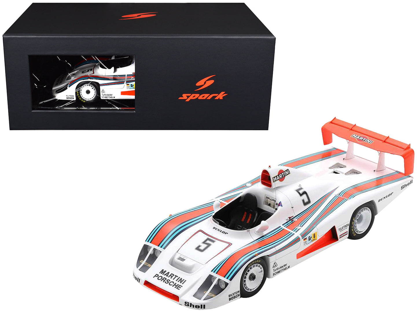 Porsche 936/78 #5 Jacky Ickx - Henri Pescarolo - Jochen Mass "Martini Racing Porsche System" "24 Hours of Le Mans" (1978) with Acrylic Display Case 1/18 Model Car by Spark  free shipping USA