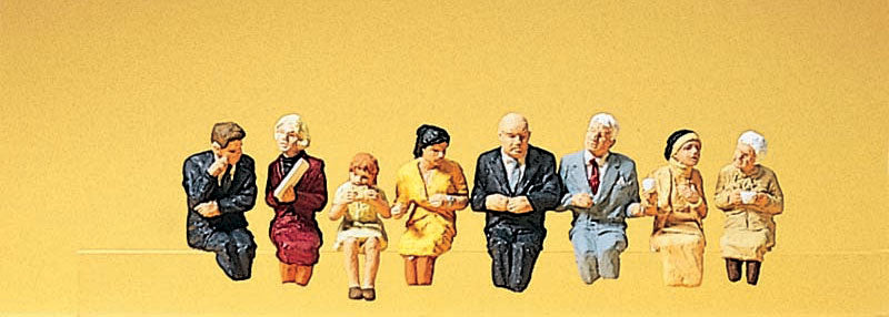 Preiser 10299 HO Scale Seated Restaurant Car Passengers Figure Set