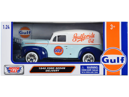 1940 Ford Sedan Delivery Light Blue and White "Gulf Oil-Gulfpride" "Gulf Die-Cast Collection" 1/24 Diecast Model Car by Motormax  free shipping USA