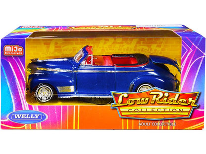 1941 Chevrolet Special Deluxe Convertible Candy Blue Metallic with Red Interior "Low Rider Collection" 1/24 Diecast Model Car by Welly  free shipping USA