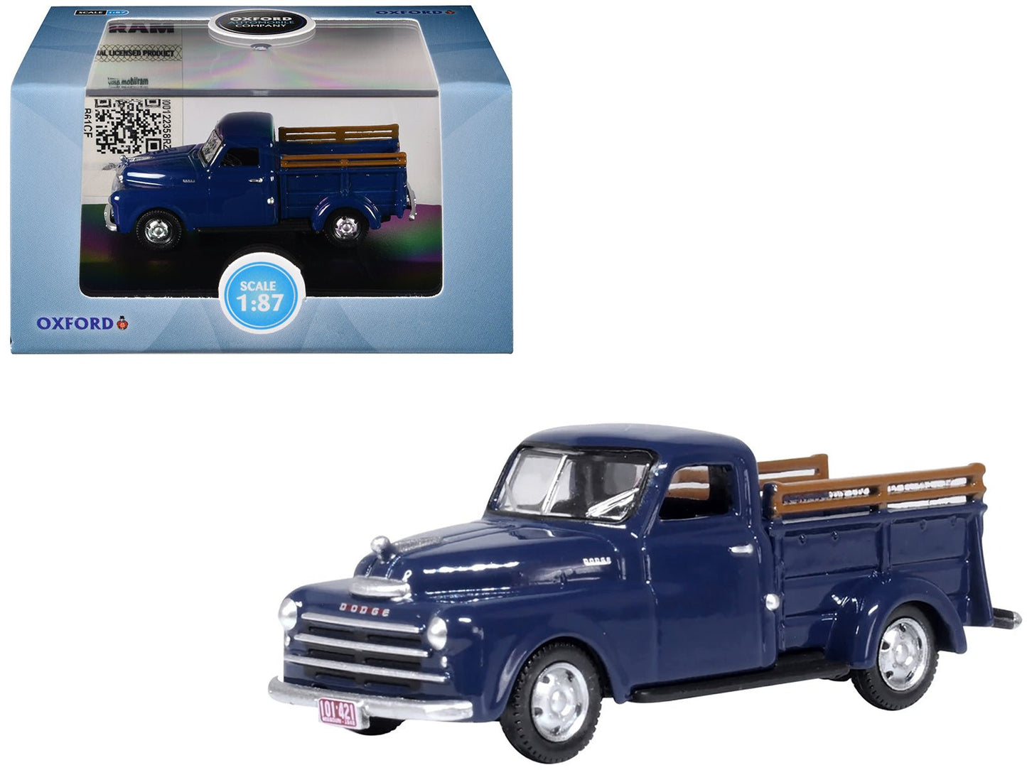 1948 Dodge B-1B Pickup Truck Waterway Blue 1/87 (HO) Scale Diecast Model Car by Oxford Diecast  free shipping USA