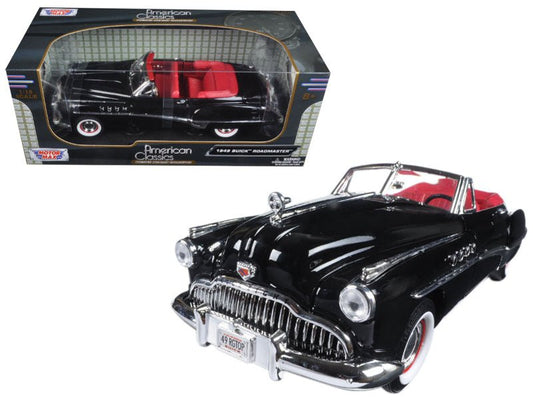 1949 Buick Roadmaster Black with Red Interior 1/18 Diecast Model Car by Motormax  free shipping USA