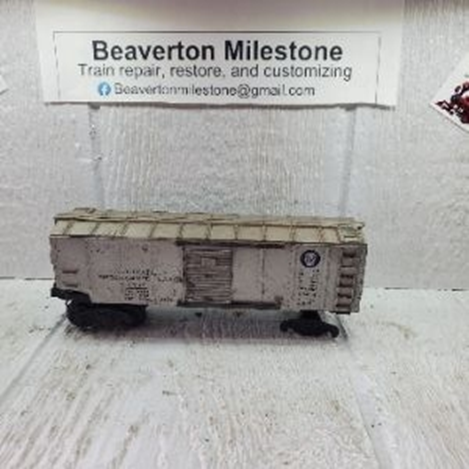 LIONEL PRR OPERATING MERCHANDISE CAR, 46-47 (B) BLUE LETTERING