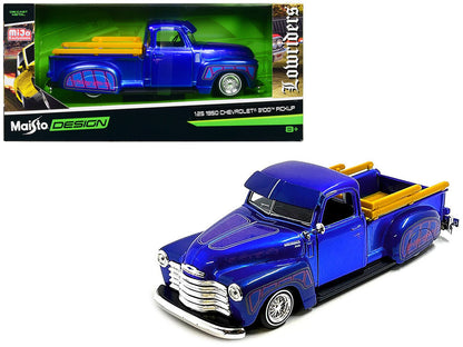 1950 Chevrolet 3100 Pickup Truck Lowrider Candy Blue with Graphics "Lowriders" Series 1/25 Diecast Model Car by Maisto  free shipping USA