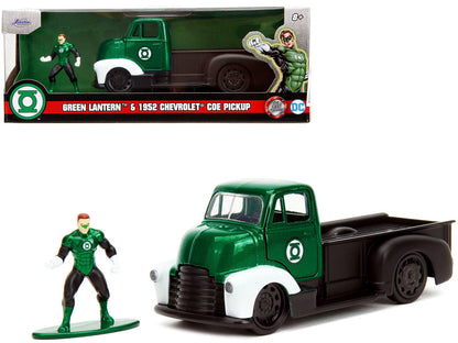 1952 Chevrolet COE Pickup Truck Green Metallic and Black and Green Lantern Diecast Figure "DC Comics" "Hollywood Rides" Series 1/32 Diecast Model Car by Jada  free shipping USA