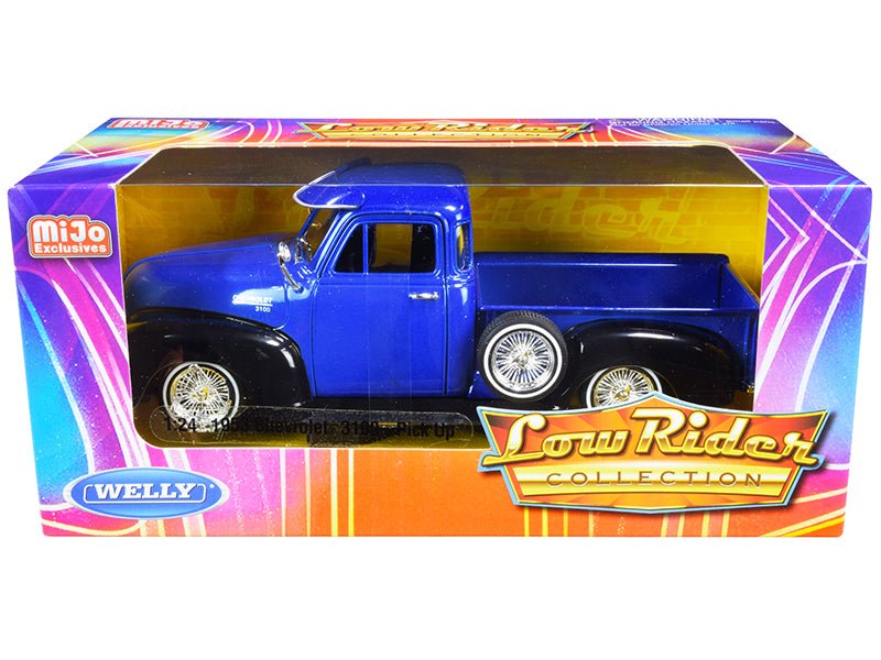 1953 Chevrolet 3100 Pickup Truck Blue and Black "Low Rider Collection" 1/24 Diecast Model Car by Welly  free shipping USA