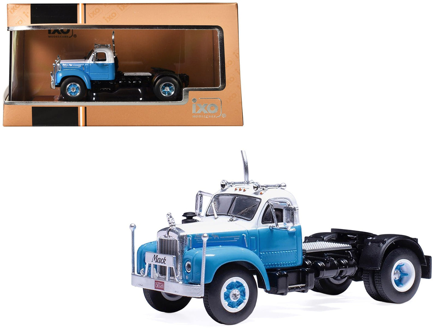 1953 Mack B 61 Truck Tractor Blue and White 1/64 Diecast Model by IXO Models  free shipping USA