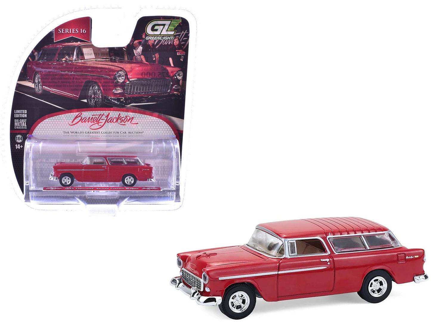 1955 Chevrolet Nomad Custom Wagon Red "Barrett-Jackson" Series 16 1/64 Diecast Model Car by Greenlight  free shipping USA