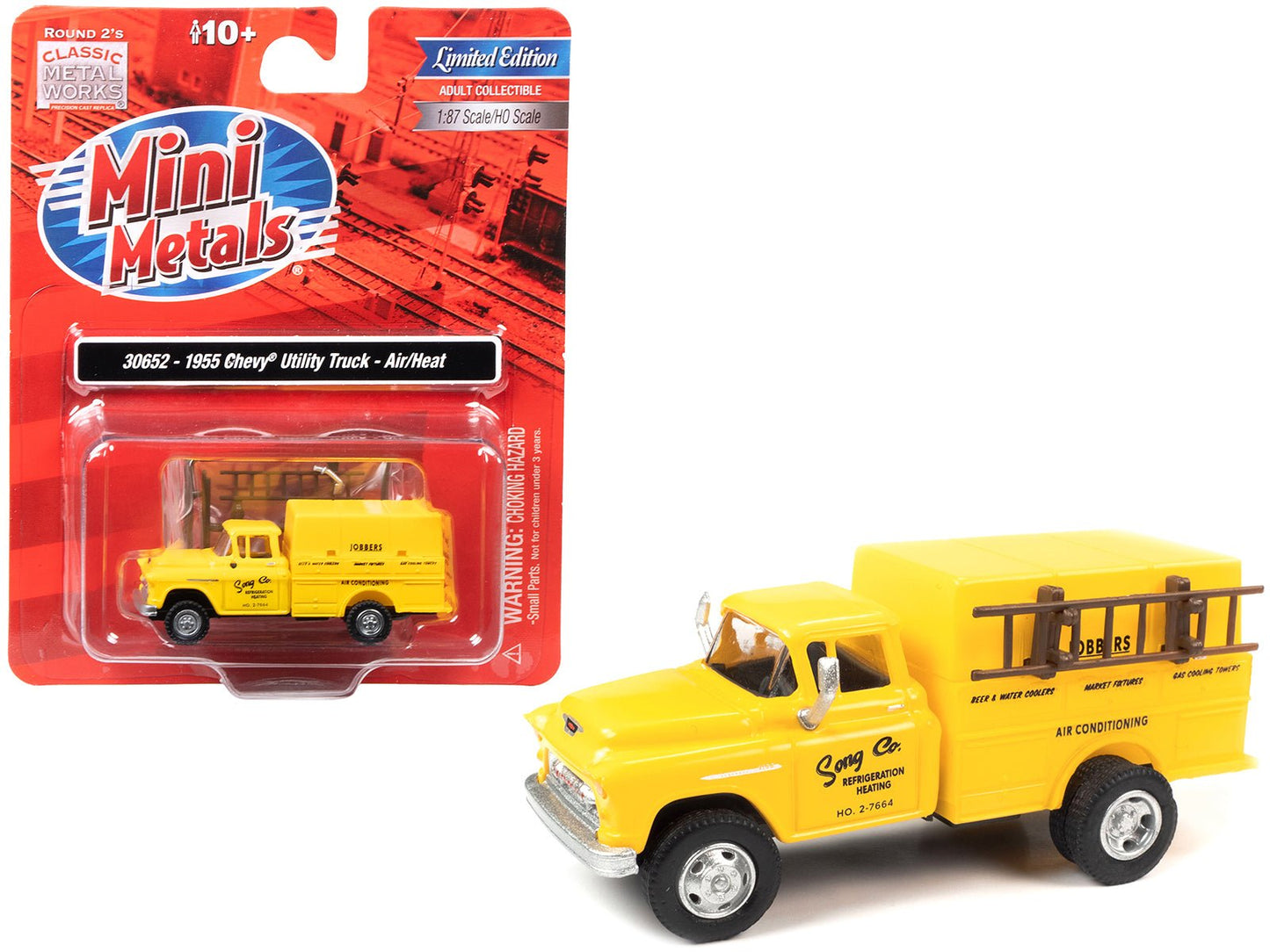 1955 Chevrolet Utility Truck Yellow "Song Co. Refrigeration and Heating" 1/87 (HO) Scale Model by Classic Metal Works  free shipping USA