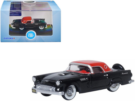 1956 Ford Thunderbird Raven Black with Fiesta Red Top 1/87 (HO) Scale Diecast Model Car by Oxford Diecast  free shipping USA