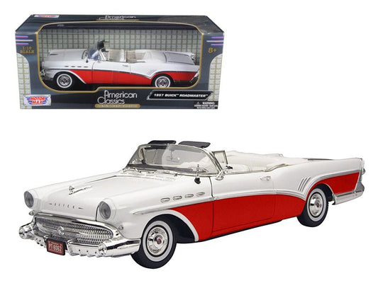 1957 Buick Roadmaster Convertible Red 1/18 Diecast Model Car by Motormax  free shipping USA