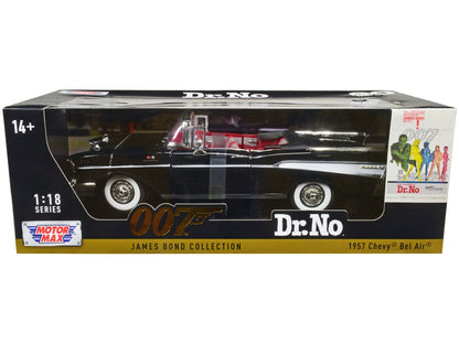 1957 Chevrolet Bel Air Convertible Black James Bond 007 "Dr. No" (1962) Movie 1/18 Diecast Model Car by Motormax  free shipping USA