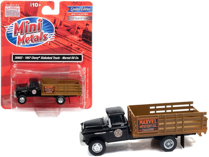 1957 Chevrolet Stakebed Truck Matt Black "Marvel Mystery Oil Co." 1/87 (HO) Scale Model Car by Classic Metal Works  free shipping USA