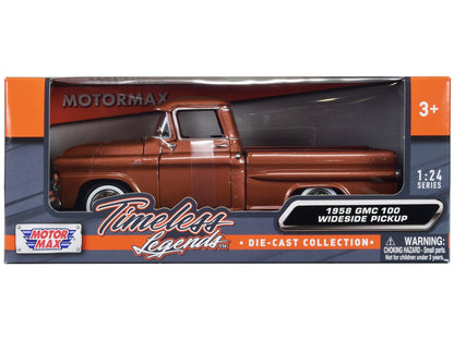 1958 GMC 100 Wideside Pickup Truck Brown Metallic "Timeless Legends" Series 1/24 Diecast Model Car by Motormax  free shipping USA