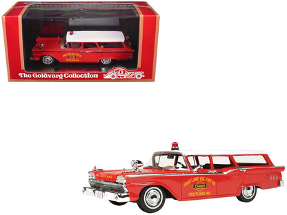 1959 Ford Country Squire "Fruitland MD Fire Chief" Red with White Top Limited Edition to 200 pieces Worldwide 1/43 Model Car by Goldvarg Collection  free shipping USA