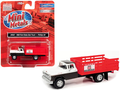 1960 Ford Stake Bed Truck "Phillips 66" Black and White with Red Stakes 1/87 (HO) Scale Model Car by Classic Metal Works  free shipping USA