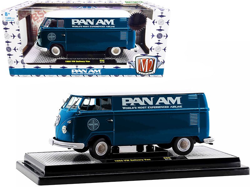 1960 Volkswagen Delivery Van "Pan Am" Turquoise with White Top Limited Edition to 7000 pieces Worldwide 1/24 Diecast Model by M2 Machines  free shipping USA