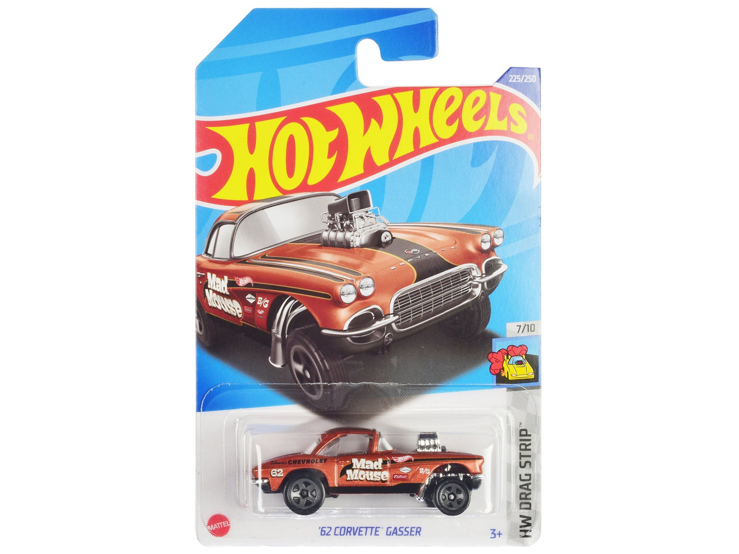 1962 Chevrolet Corvette Gasser "Mad Mouse" Copper Metallic with Black Stripes "HW Drag Strip" Series Diecast Model Car by Hot Wheels  free shipping USA