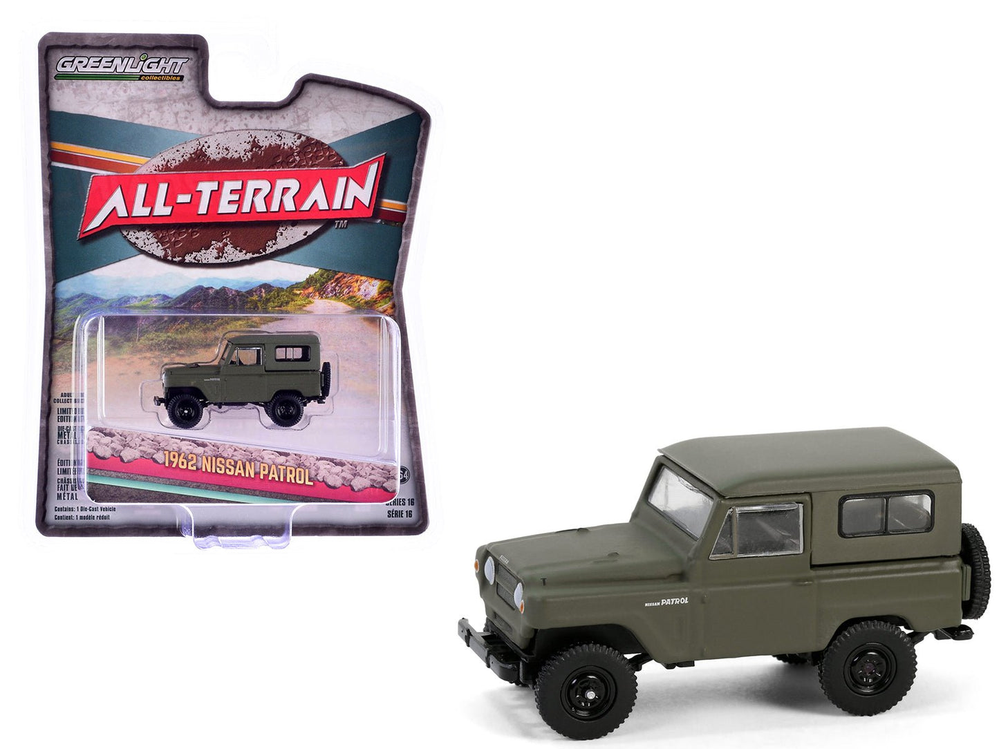 1962 Nissan Patrol Matt Olive Green "All Terrain" Series 16 1/64 Diecast Model Car by Greenlight  free shipping USA