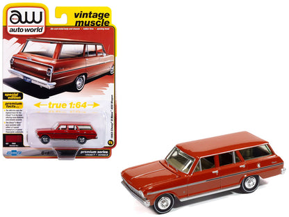 1963 Chevrolet II Nova 400 Wagon Riverside Red "Vintage Muscle" Series 1/64 Diecast Model Car by Auto World  free shipping USA