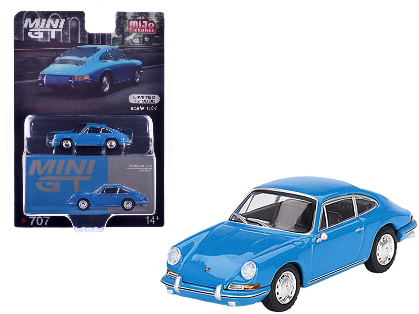 1963 Porsche 901 Blue "Quickblau" Limited Edition to 3600 pieces Worldwide 1/64 Diecast Model Car by Mini GT  free shipping USA